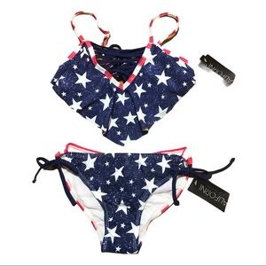 California Waves NWT American Flag Bikini Set S